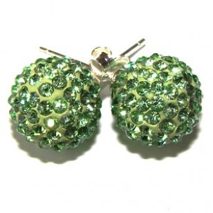 Zilveren Crystal Oorbellen groen